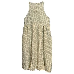 Rylee + Cru Maxi Dress Size Medium Pastel Sage Green Floral Linen Tencel Cottage
